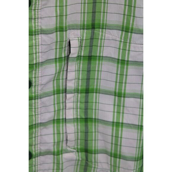 THE NORTH FACE GREEN WHITE GRAY BUTTON FRONT SHORT SLEEVE SIZE LARGE - Picture 4 of 7